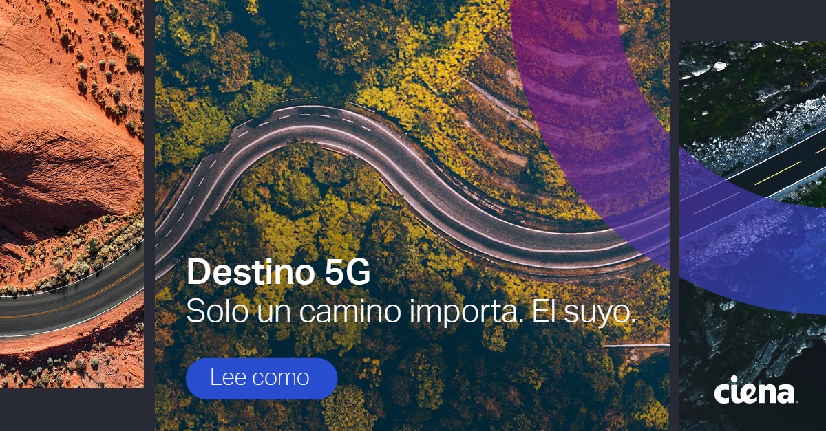 5G promo: car on highway, trees, aerial view