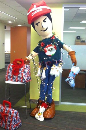 Ciena's mascot, Lightworks Lou at Christmas