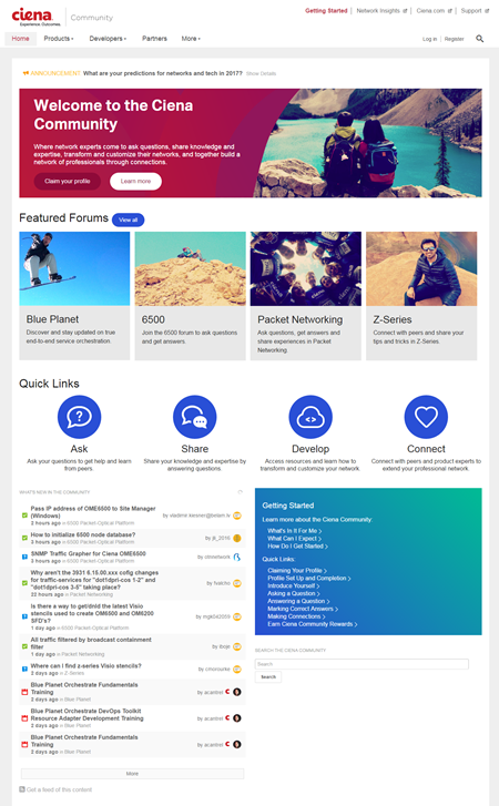 Ciena community screen shot