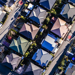 Aerial view of housetops