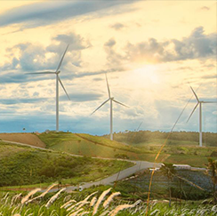 Landscape with wind turbines