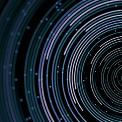 Blue, purple, and green colored rings