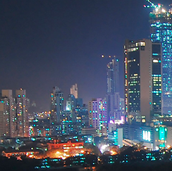 Colorful cityscape at night