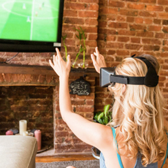 Woman virtual reality goggles