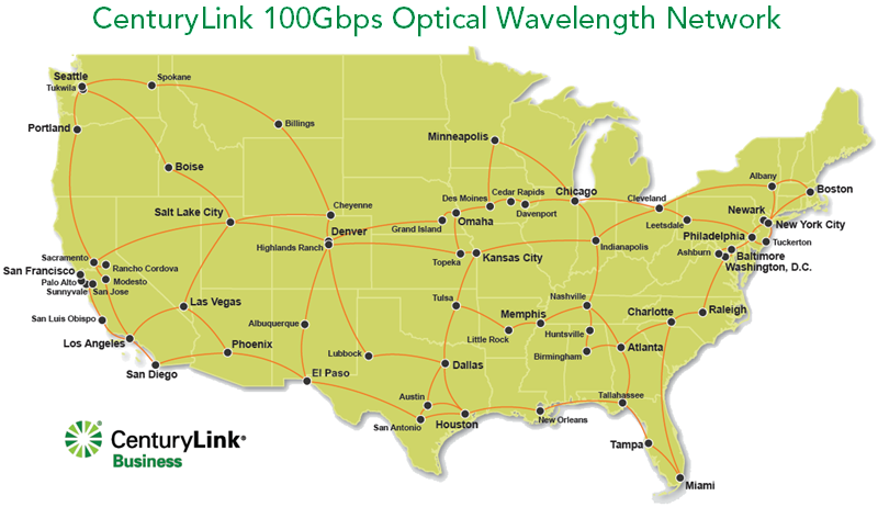 CenturyLink 100GB USA map