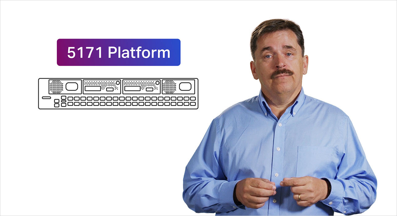 Man talking with 5171 platform diagram at the background