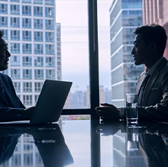 Two businessmen in an interview