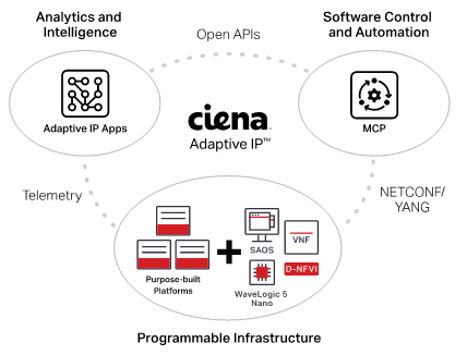 Illustration of Adaptive IP closed-loop IP network automation, from access to metro