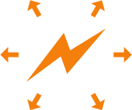 Orange circle with arrows