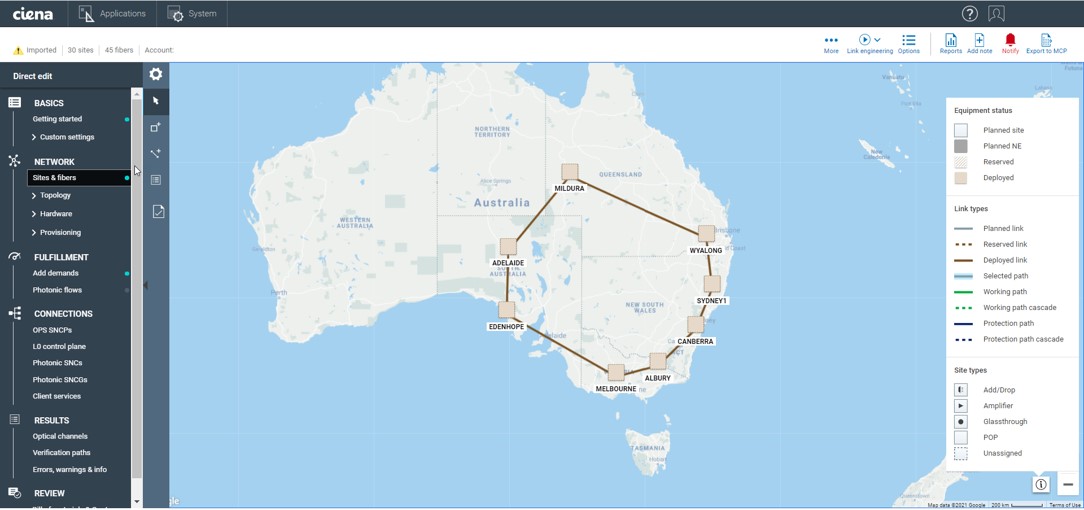 PlannerPlus screen capture of map Australia