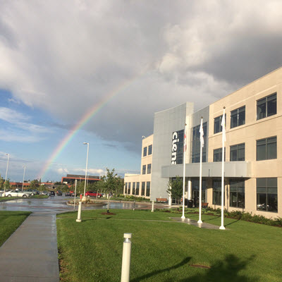 Ciena Ottawa offices with rainbow