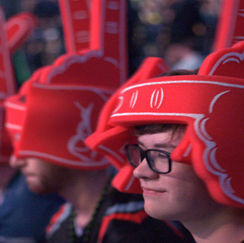 Sports fans with foam hats