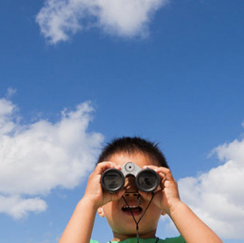 Kid with binoculars