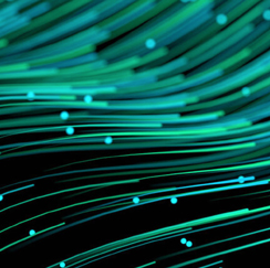 Blue and green abstract light streaks
