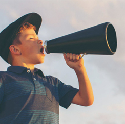 Boy with megaphone