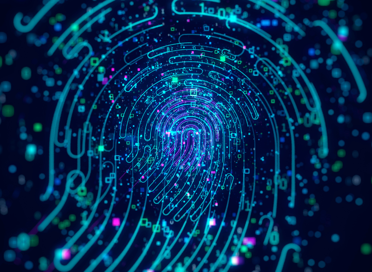 Data security graphic with fingerprint in the middle