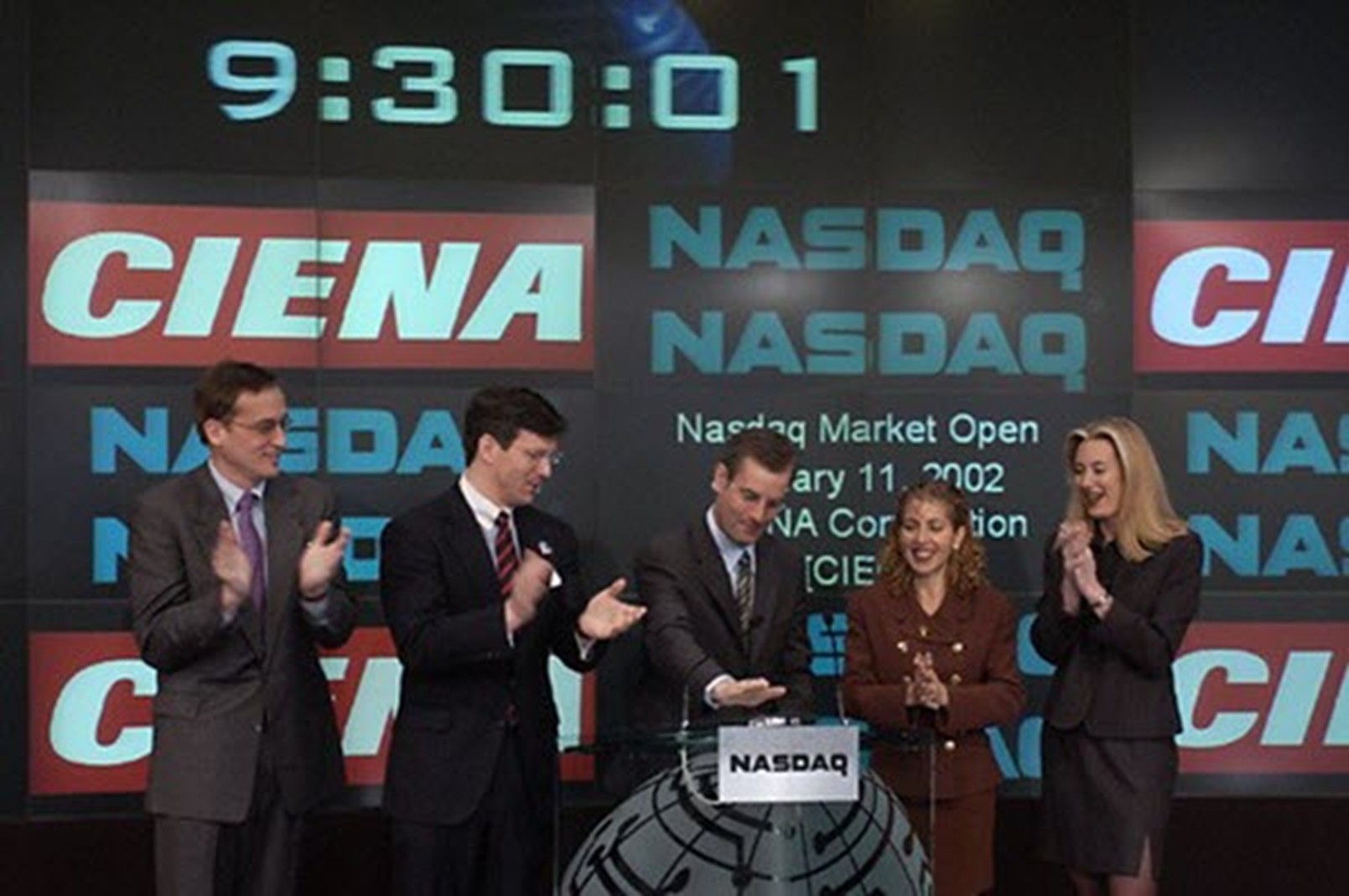 Gary Smith and Ciena team NASDAQ stock exchange Jan 2002
