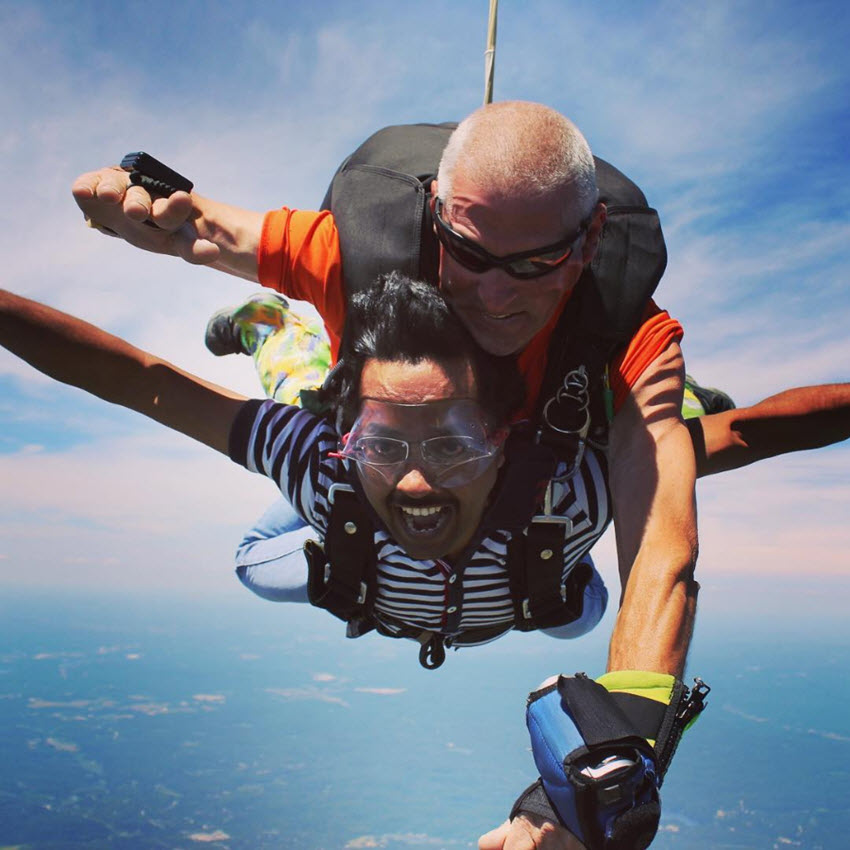 Two men skydiving