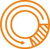 Orange circle with arrow inside