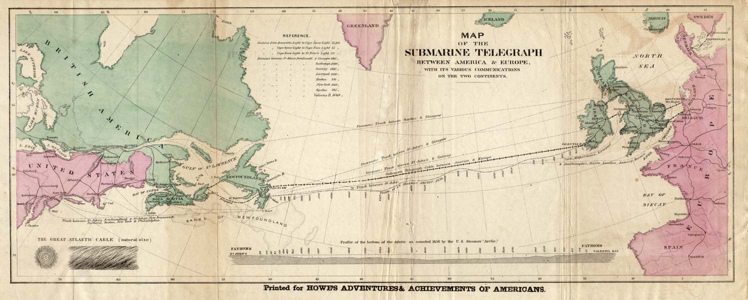 Map of the First Submarine Telegraph Cable