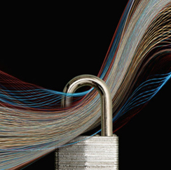 Padlock on light fibers