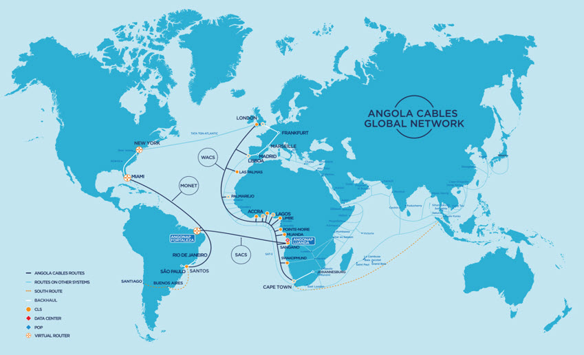 Angola Cables international network map