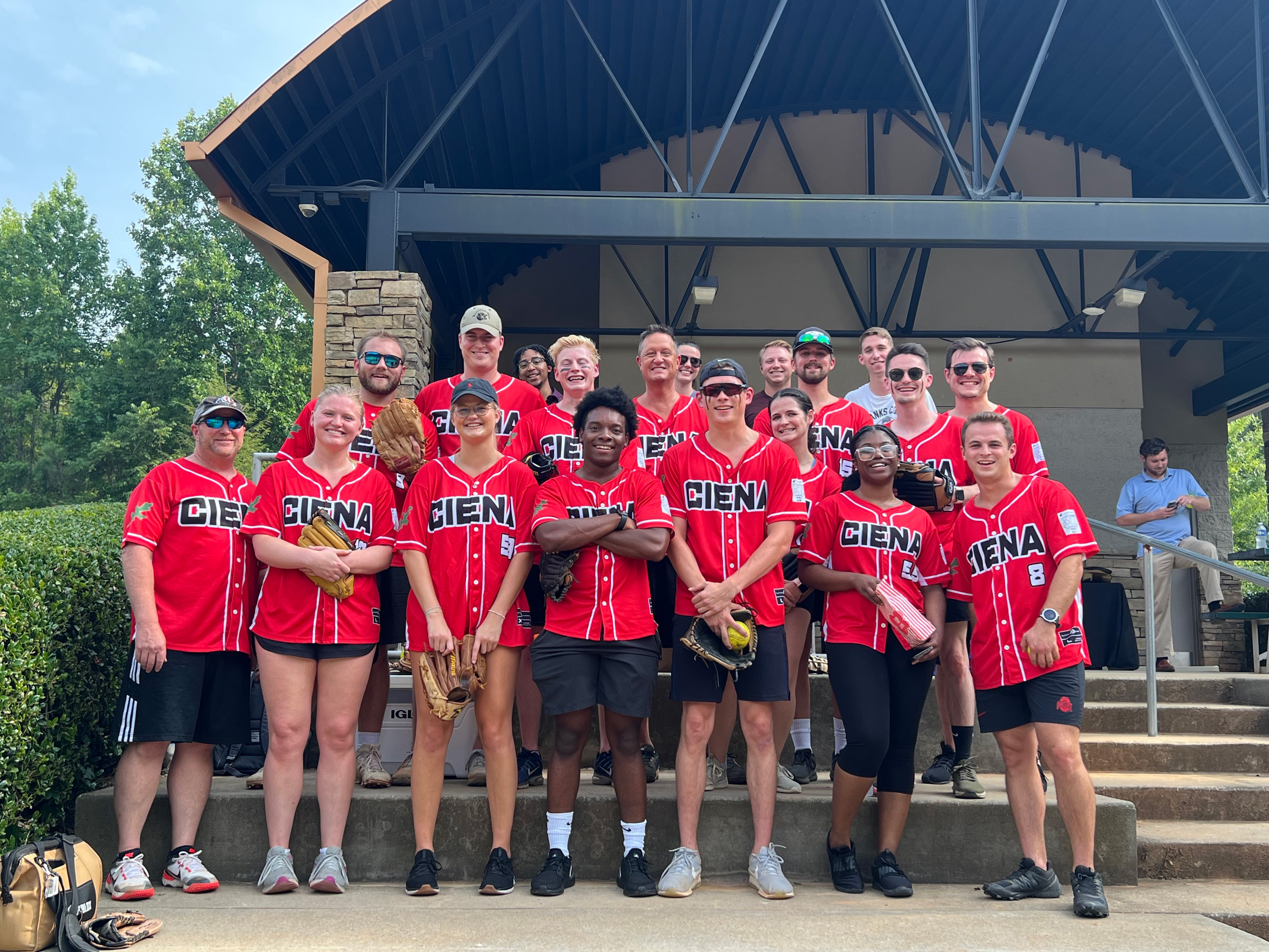 ciena employees in softball uniforms