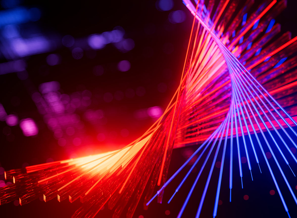 Red and blue lights coming together