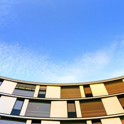 Curved building sky view