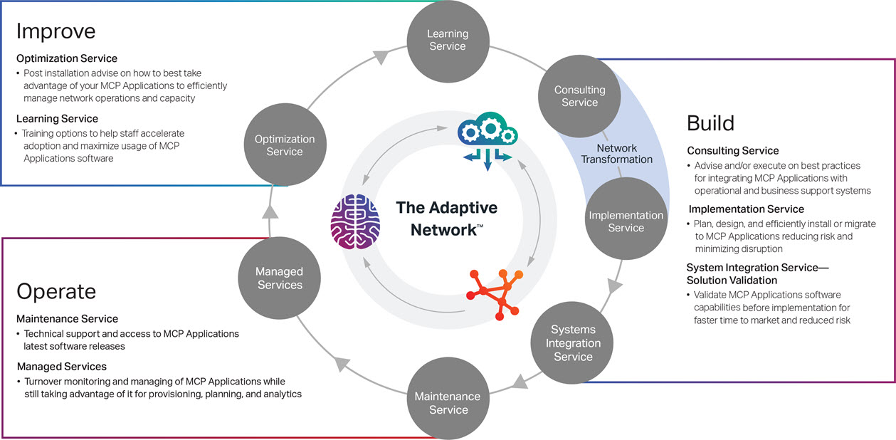 Diagram showing how Ciena Services applies to MCP Applications
