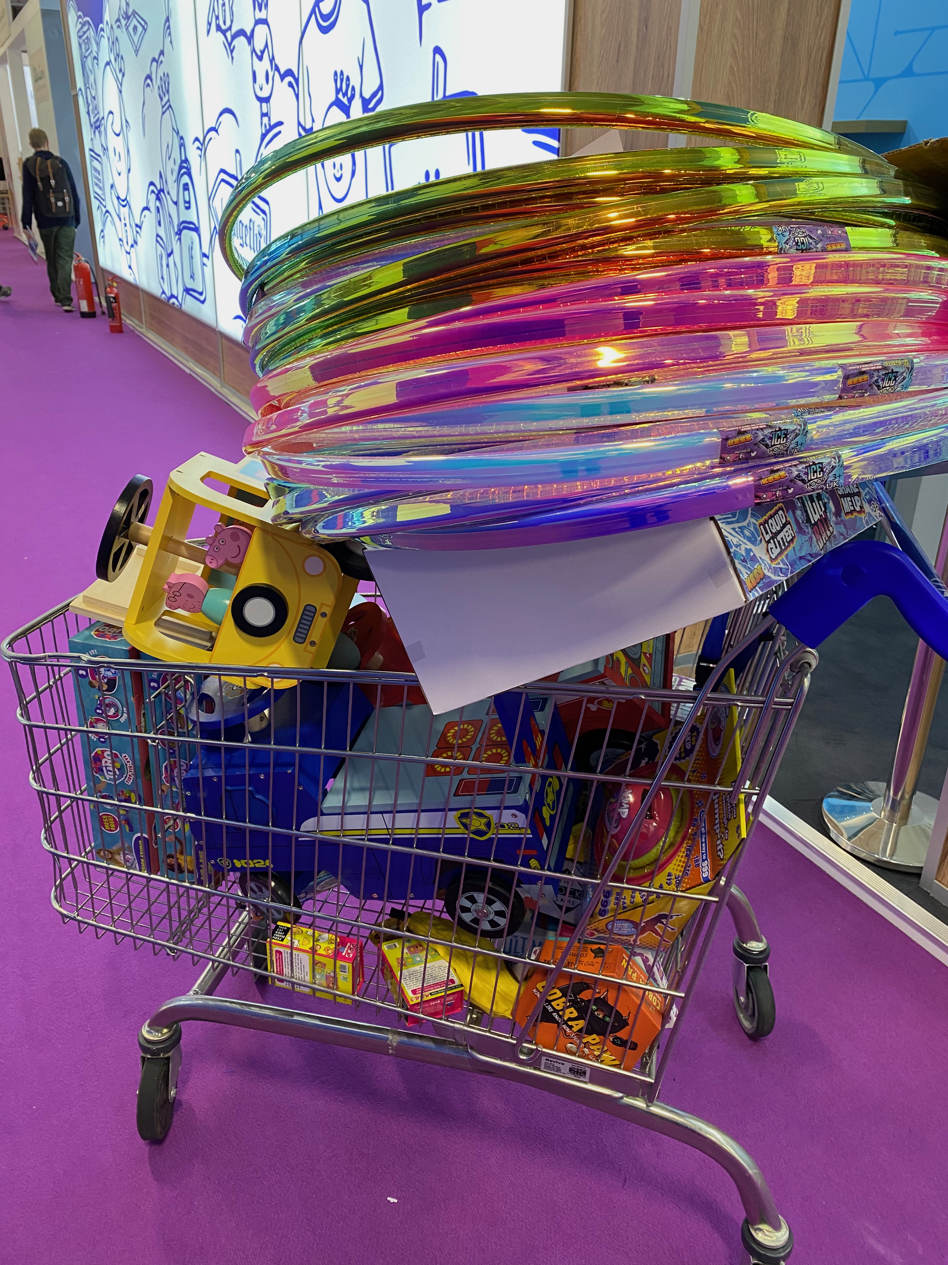 Shopping cart full of children's toys