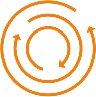 Orange circle with arrows