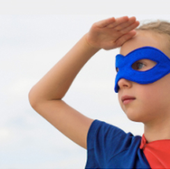Kid superhero salute