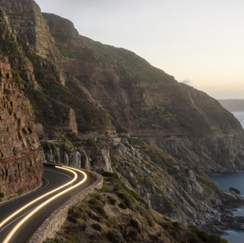 Cliff side road next to the ocean