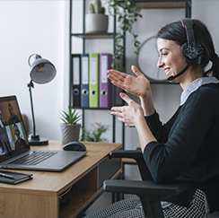 Woman on video call