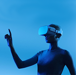 Woman using VR headset