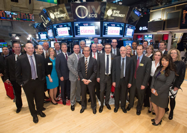 Team photo on the trading floor of NYSE