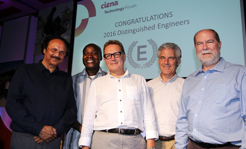 Himanshu Shah, Marc Holness, Yuriy Greshishchev, Peter Schvan, and Craig Parker are inducted to the Ciena Technical Awards of Distinction