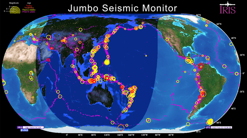 Map showing the seismically active Pacific Ring of Fire reference_IRIS