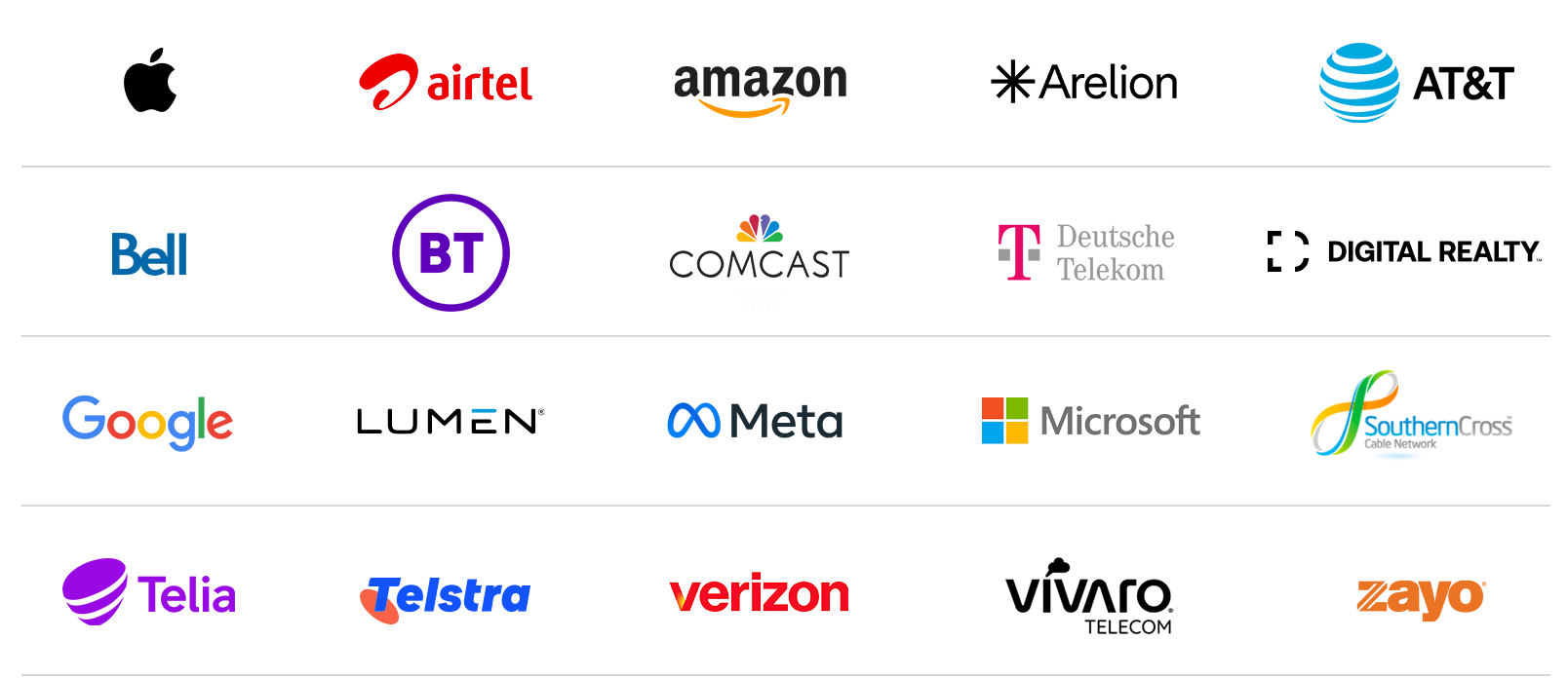 multiple logos of businesses that ciena works with