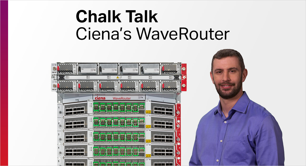 A man beside Ciena's WaveRouter product