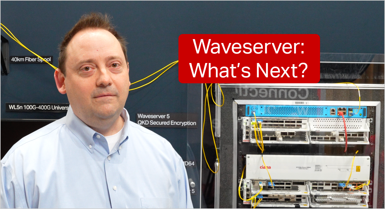 Kent Jordan standing in front of Ciena's Waveserver 5 product