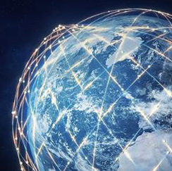 Globe surrounded by digital connections