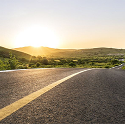 Sunset over rural road