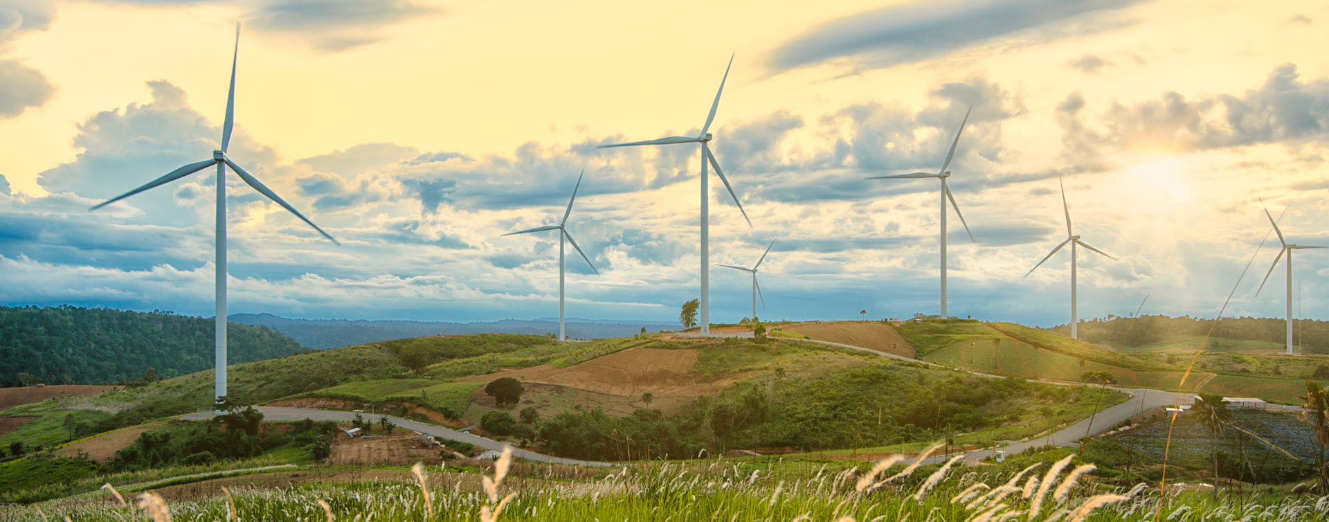 Wind farm on the top of mountain